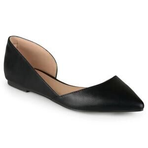 Journee Womens Cortni Slip On Pointed Toe D'Orsay Flats, Black Size 6.5W